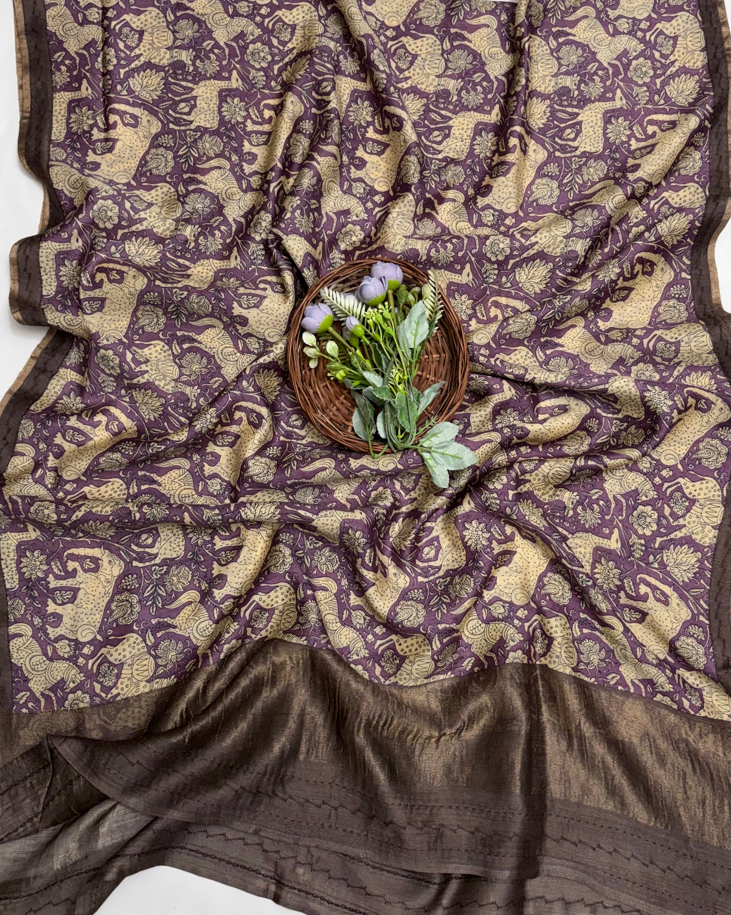 Pure Munga Silk Brown Suit Fabric / Banarasi Baithak