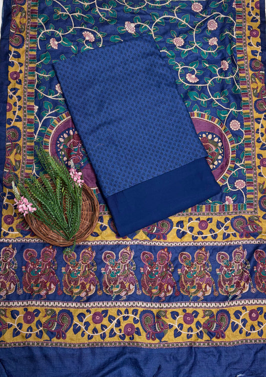 Pure Munga Silk Navy Blue Suit Fabric / Pure Munga Silk Suits