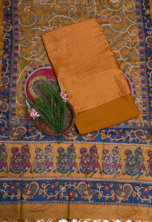 Pure Munga Silk Mustard Suit Fabric / Pure Munga Silk Suits