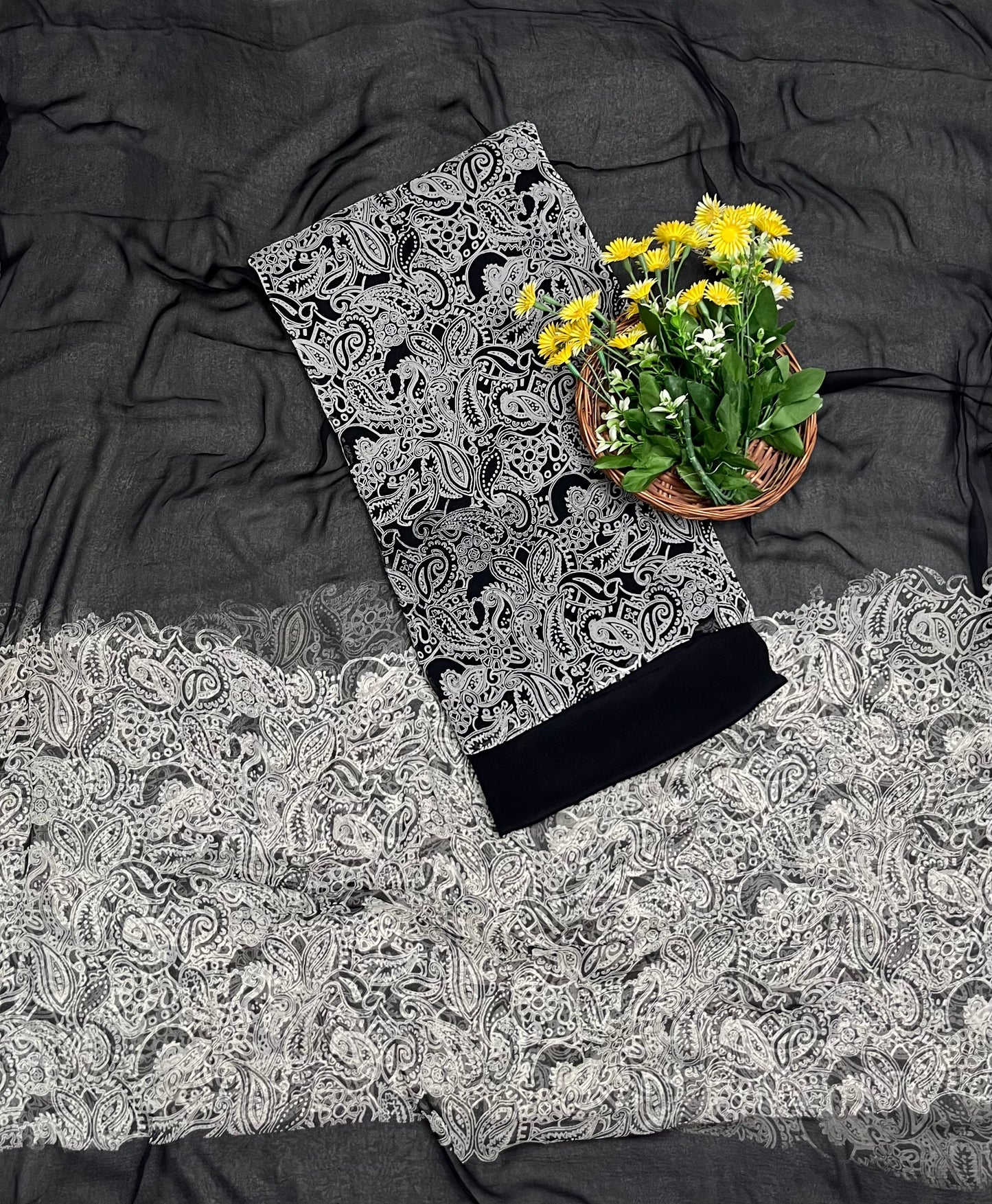 230 Chiffon Black Suit Fabric / CKC Chiffon Suits