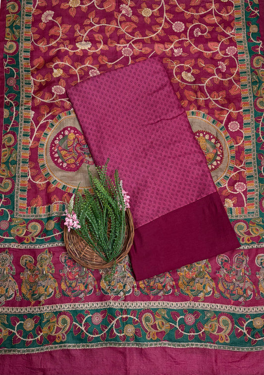 Pure Munga Silk  Wine Suit Fabric / Pure Munga Silk Suits