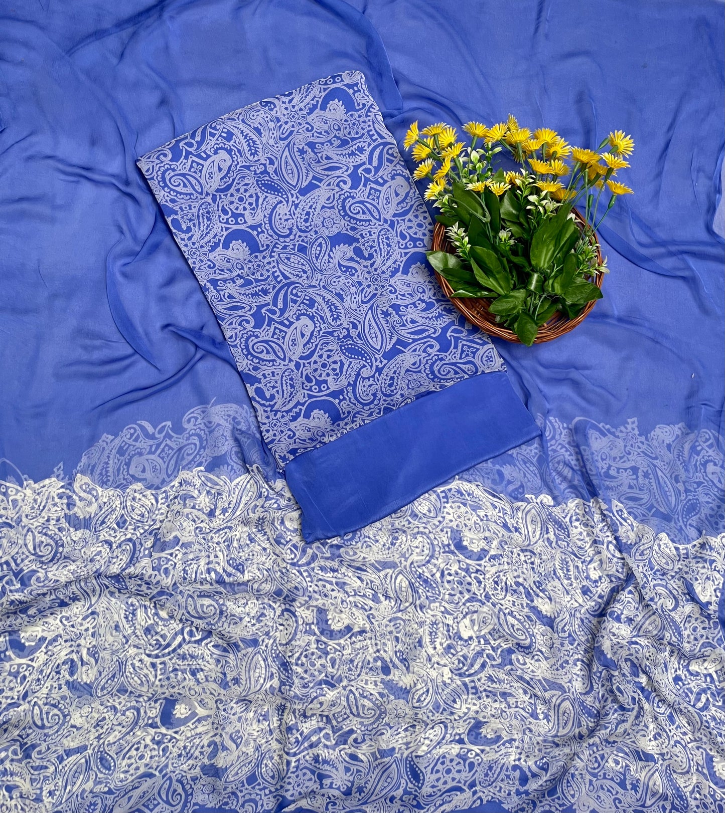 229 Chiffon Blue Suit Fabric / CKC Chiffon Suits
