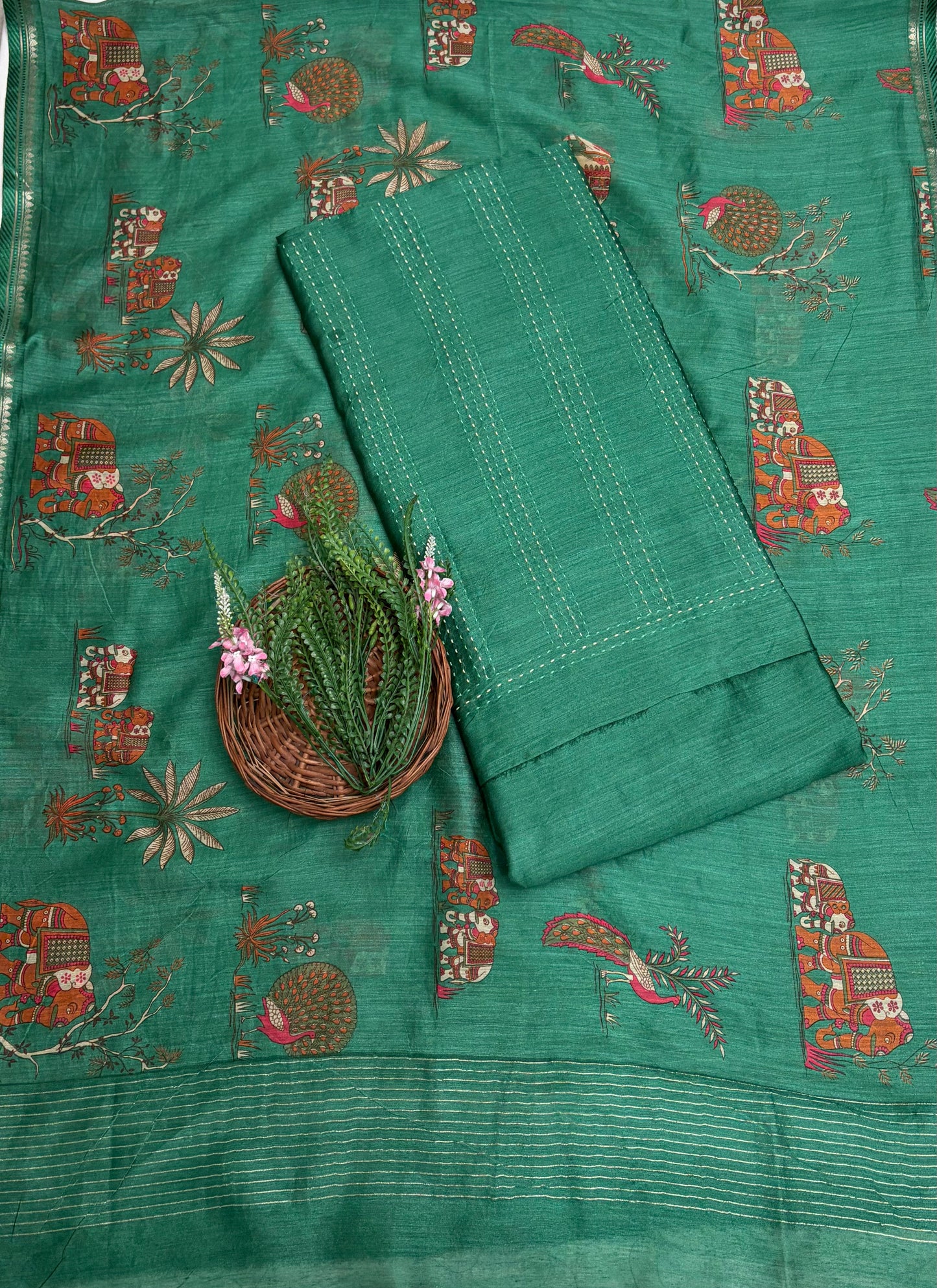 Pure Munga Silk  Green Suit Fabric / Pure Munga Silk Suits