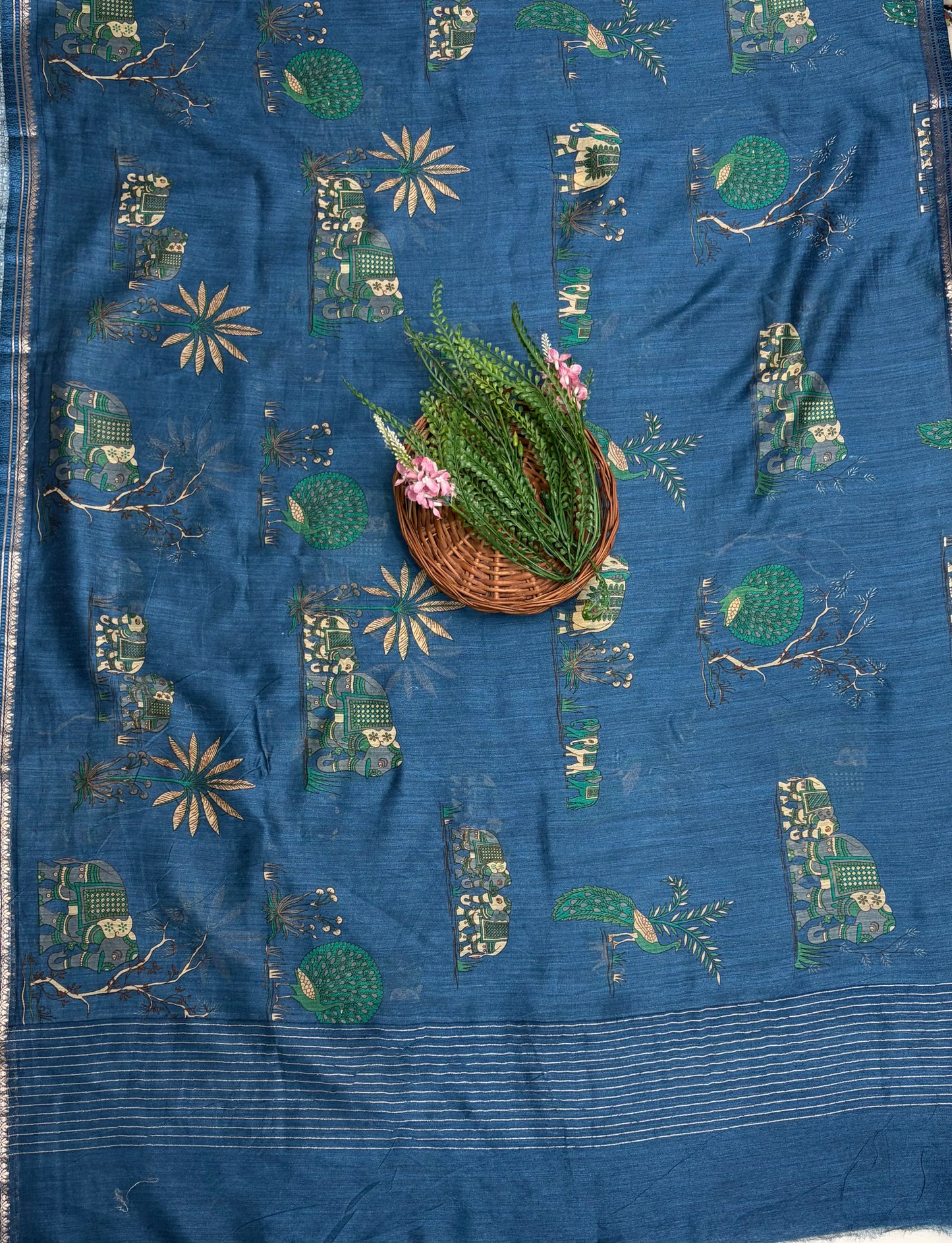 Pure Munga Silk  Blue Suit Fabric / Pure Munga Silk Suits