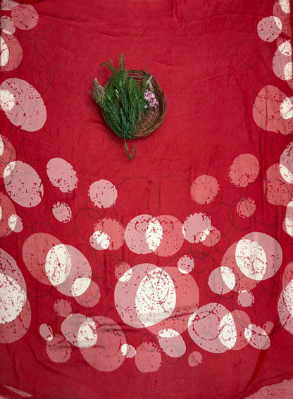 Ckc 303 Georgette Polka Red Suit Fabric/ CKC Polka Story