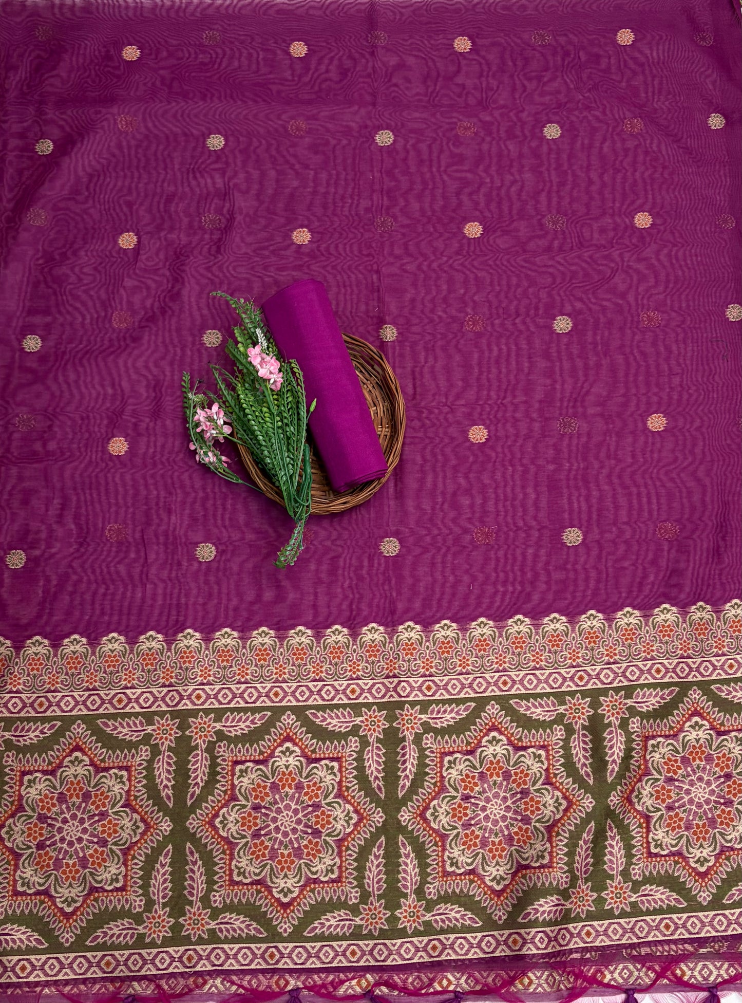 जामदानी ग्रीन सूट फैब्रिक / कॉटन बाज़ार पीटी 2