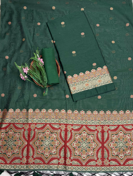 जामदानी ग्रीन सूट फैब्रिक / कॉटन बाज़ार पीटी 2