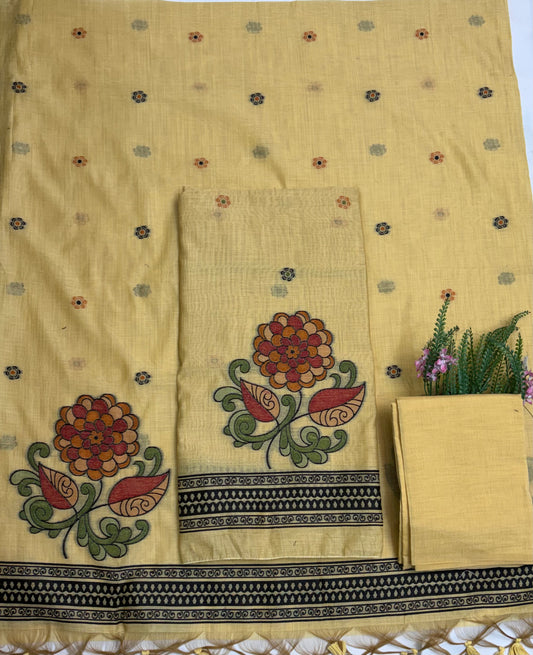 Jamdani Golden Skin Suit Fabric / Jamdani Suits