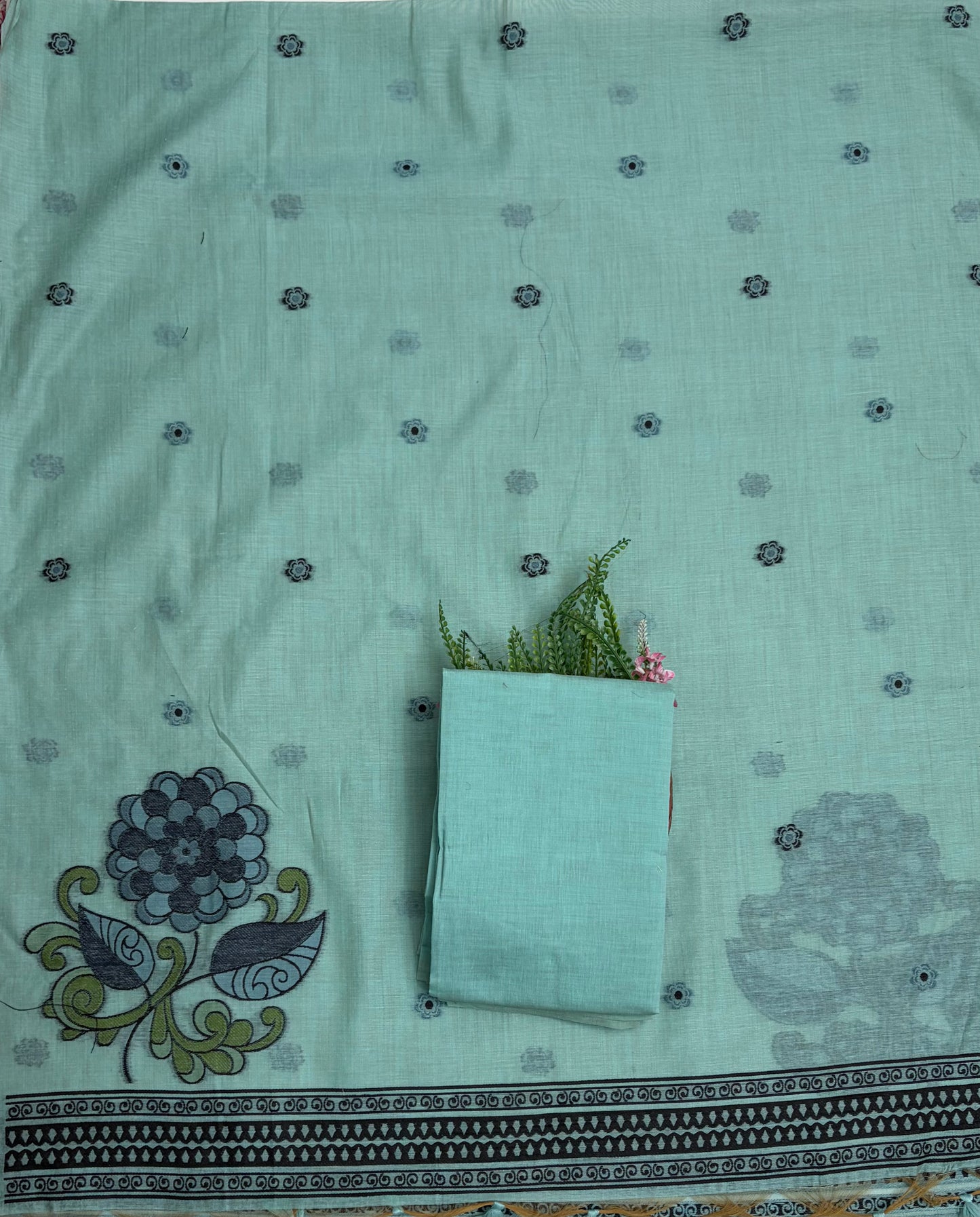 Jamdani Light Sea Green Suit Fabric / Jamdani Suits