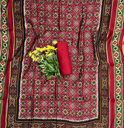 354A Cotton Black With Red Suit Fabric / CKC Cotton Bazaar