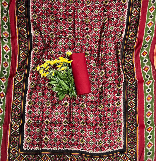 354A Cotton Black With Red Suit Fabric / CKC Cotton Bazaar