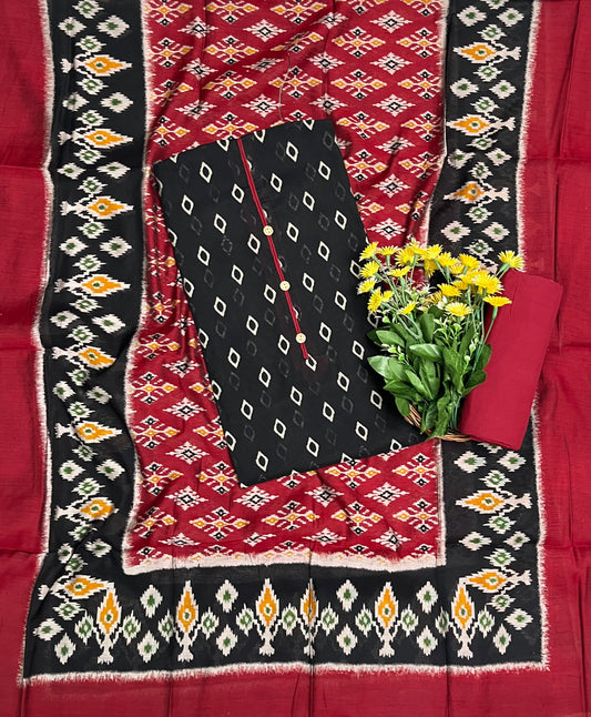 357A Cotton Black With Red Suit Fabric / CKC Cotton Bazaar