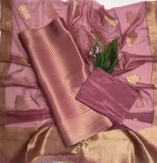 Brocade Light Dusty Pink Suit Fabric / Banarasi Baithak