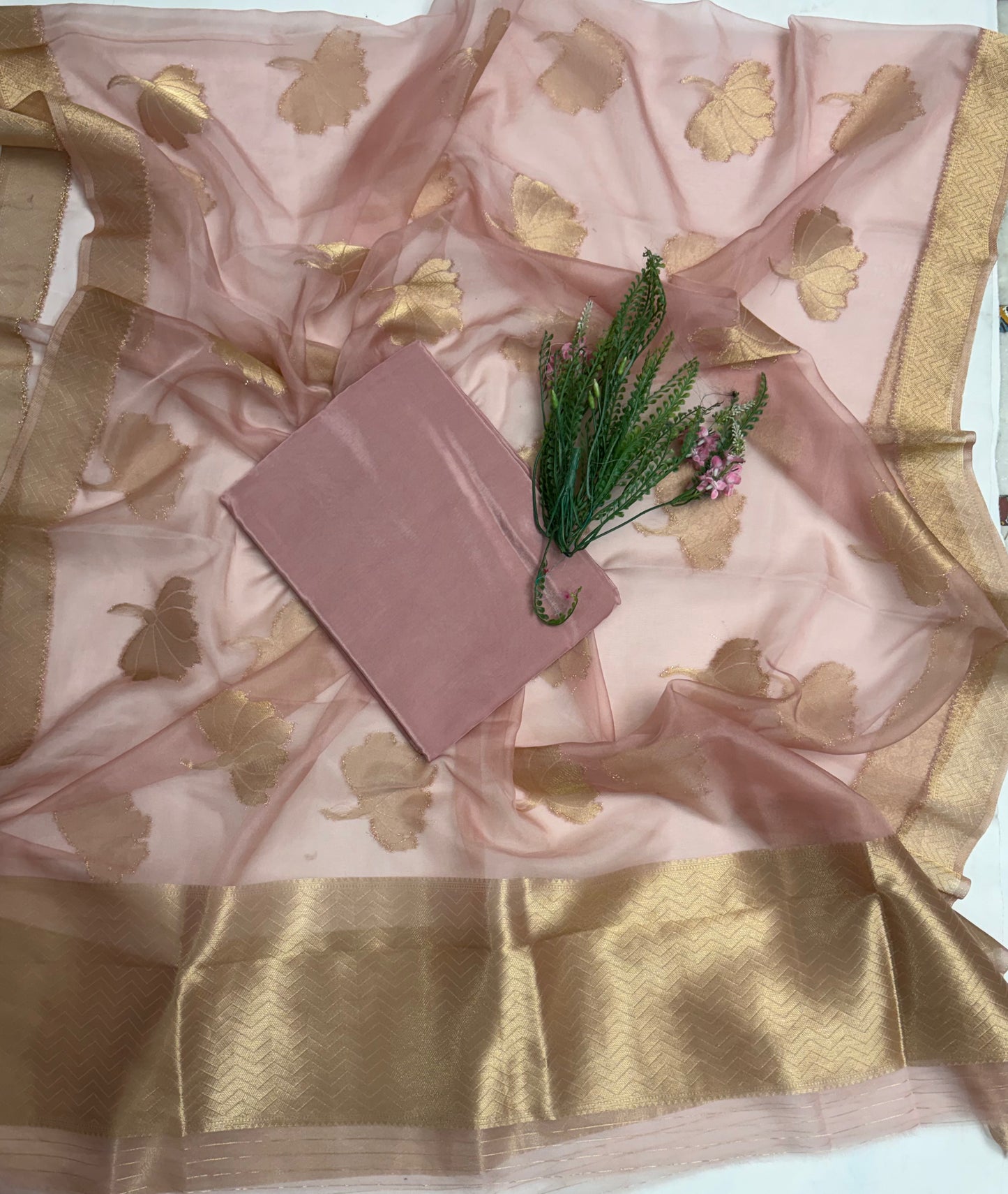 Brocade Light Dusty Pink Suit Fabric / Banarasi Baithak