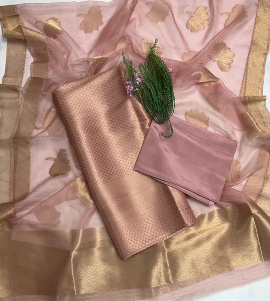 Brocade Light Dusty Pink Suit Fabric / Banarasi Baithak