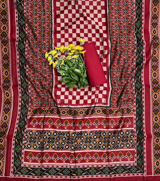 355A Cotton Black With Red Suit Fabric / CKC Cotton Bazaar