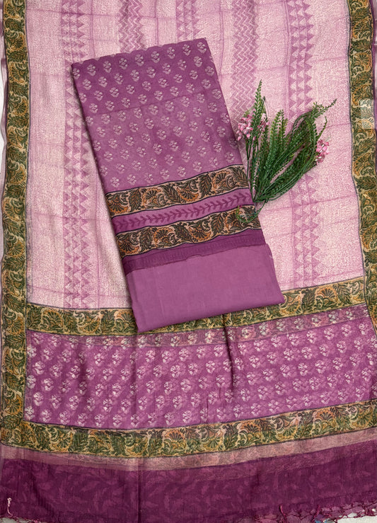 Pure Mal Cotton Pink Suit Fabric/ Cotton Bazaar