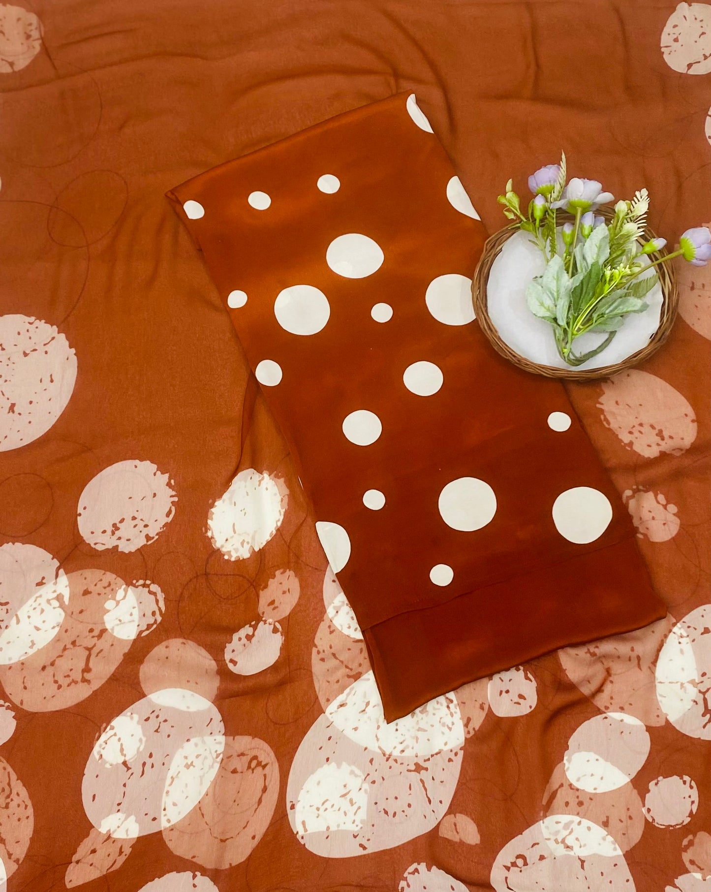 Ckc 100A Crepe Polka Rust Brown Suit Fabric/ CKC Polka Story