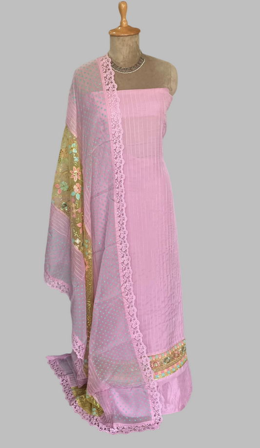 Organza Lilac Suit Fabric / Lacey Attires