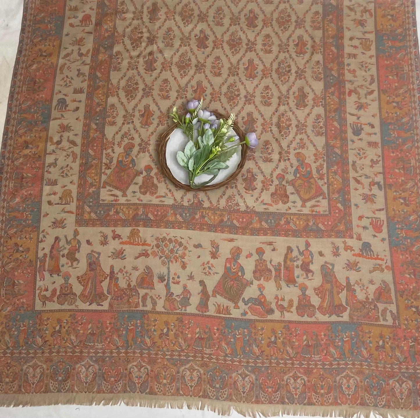 Pashmina Beige Shawl Fabric / Pashmina Shawls