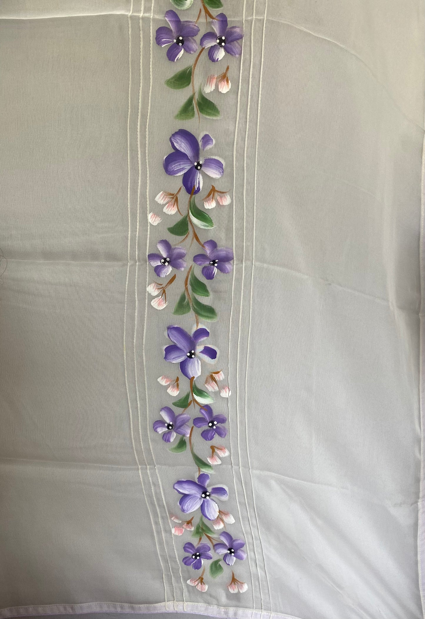Organza Cream With Mauve Suit Fabric / Lacey Attires
