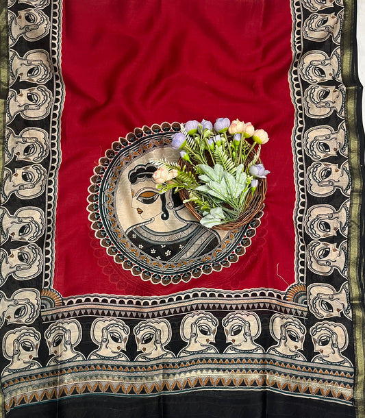 Pure Maheshwari Beige With Black Suit Fabric / CKC Maheshwari Suits