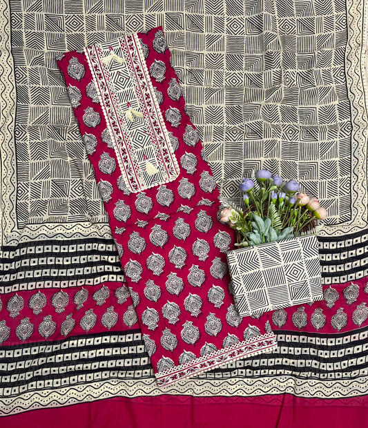 622A Cotton Magenta Suit Fabric / CKC Cotton Bazaar