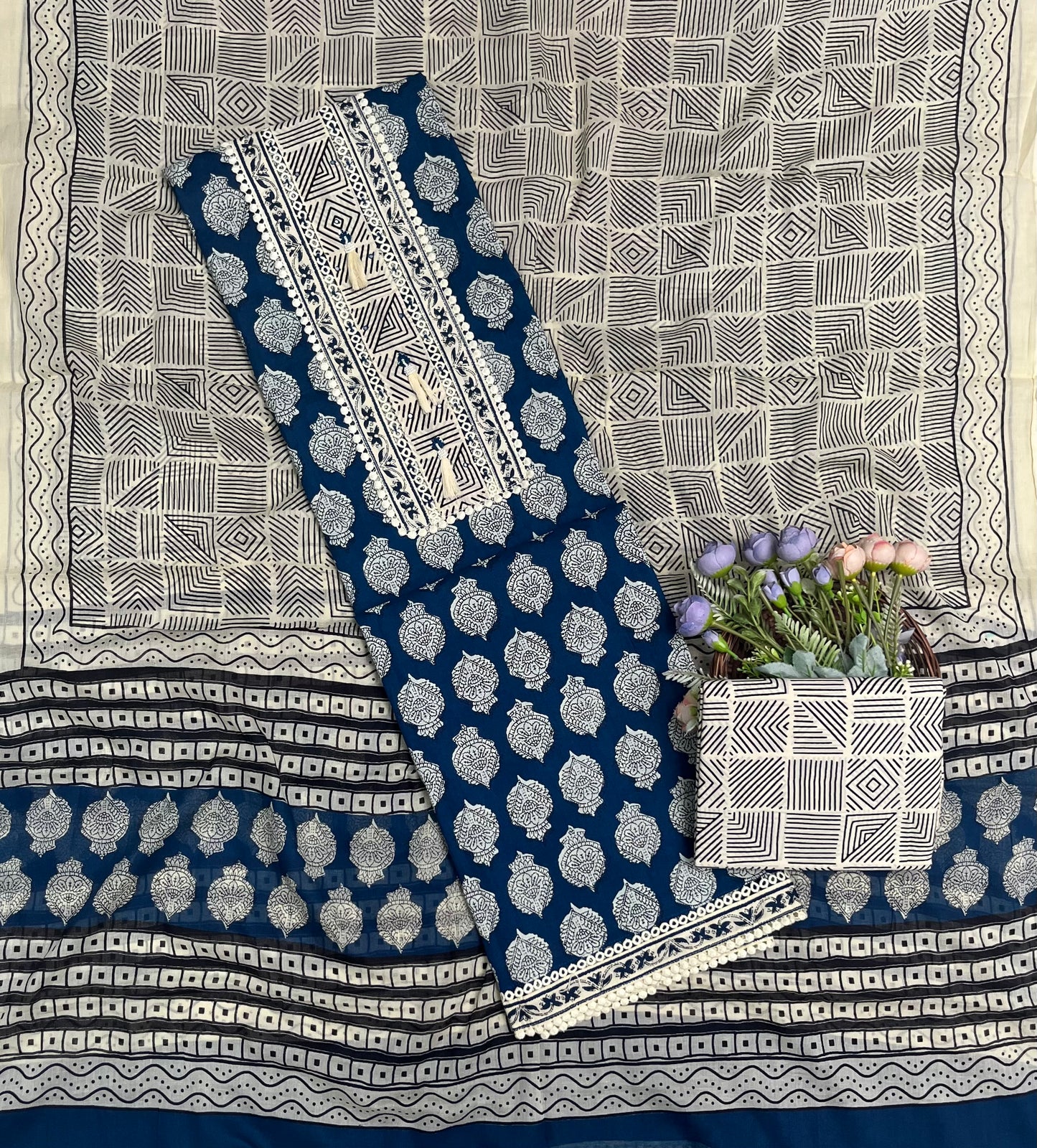 621A Cotton Blue Suit Fabric / CKC Cotton Bazaar