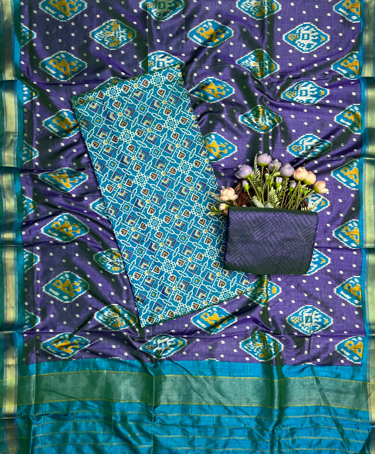 Patola Silk Sea Green Suit Fabric / CKC Patola Silk Suits