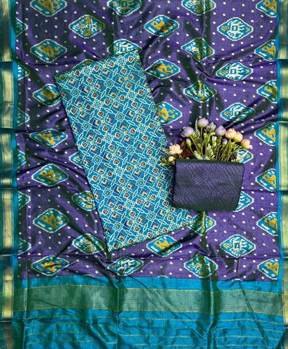 Patola Silk Sea Green Suit Fabric / CKC Patola Silk Suits