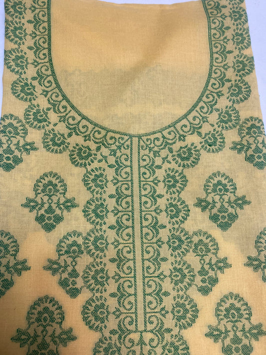 Cotton Yellow Suit Fabric / Cotton Kani