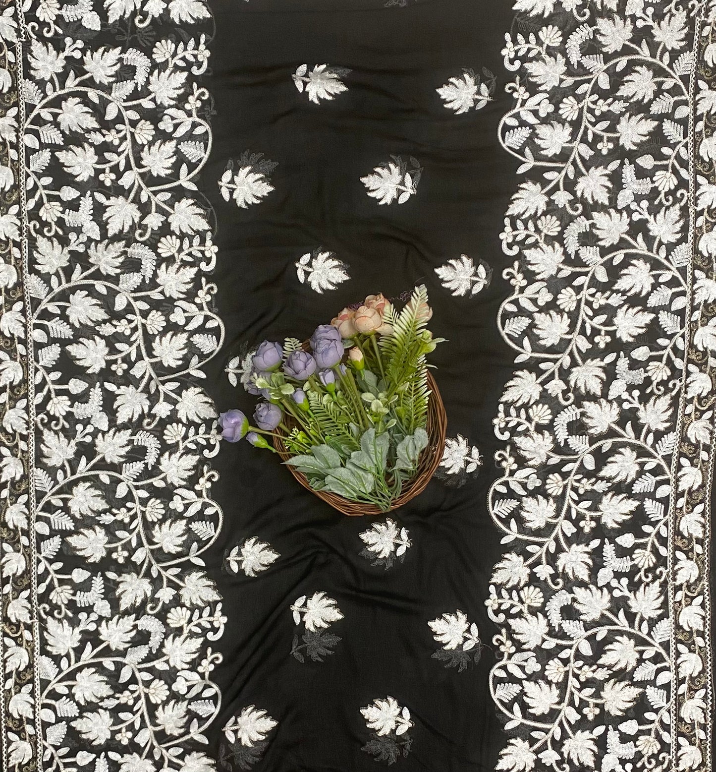 CKC 583 Rayon Aari Black Suit Fabric / CKC Cotton Bazaar