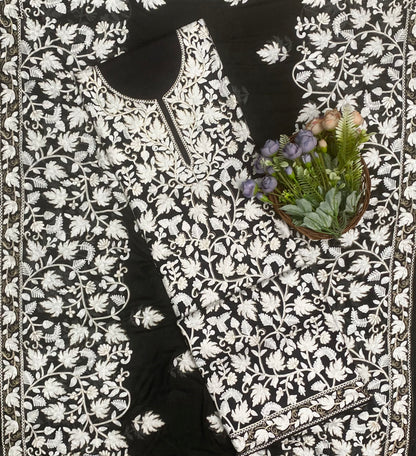 CKC 583 Rayon Aari Black Suit Fabric / CKC Cotton Bazaar