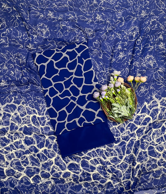 169A Chiffon Navy Blue Suit Fabric / CKC Chiffon Suits