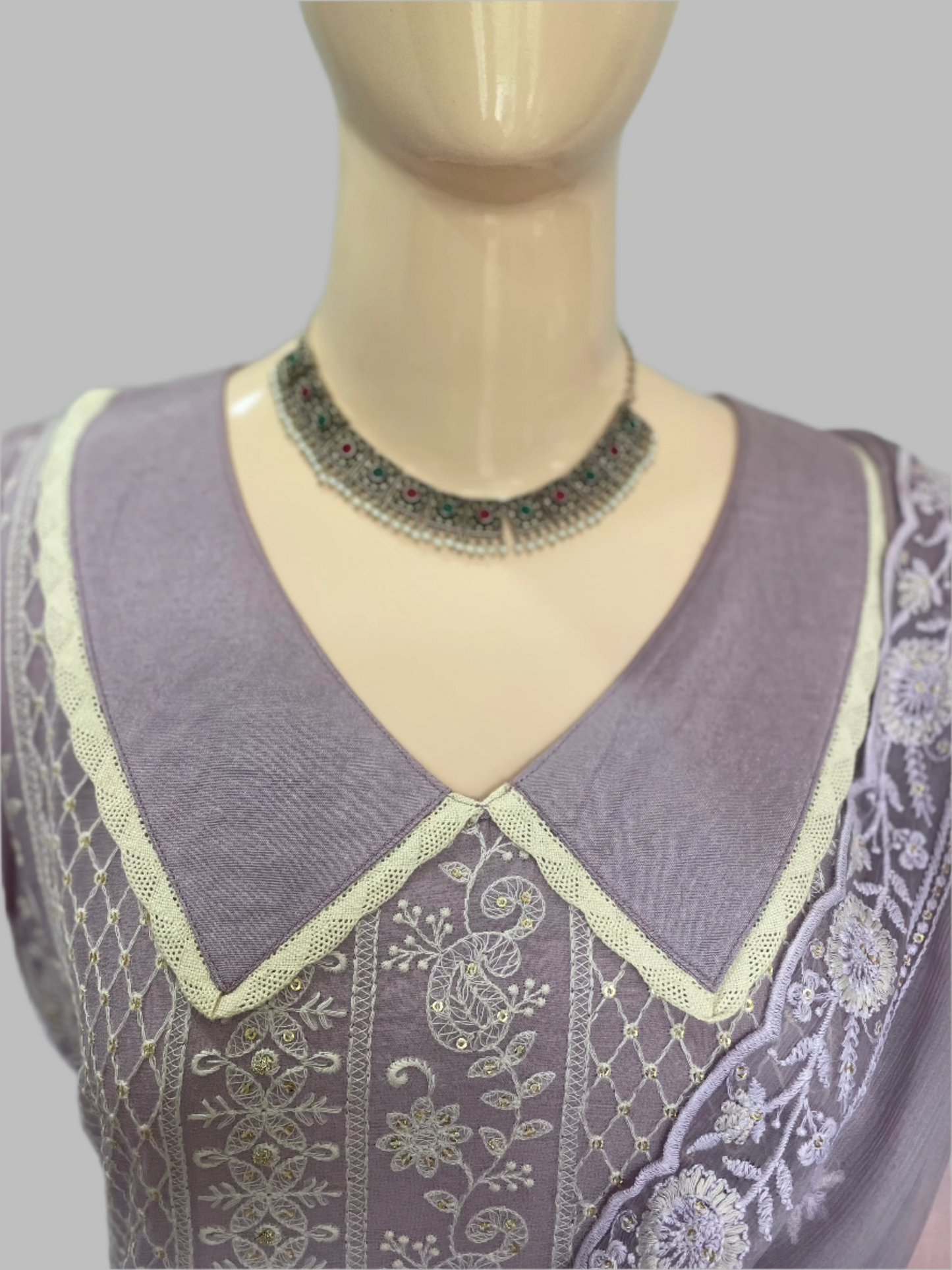 Lakhnavi Georgette Lilac Stitched Suit / Lakhnavi Charm