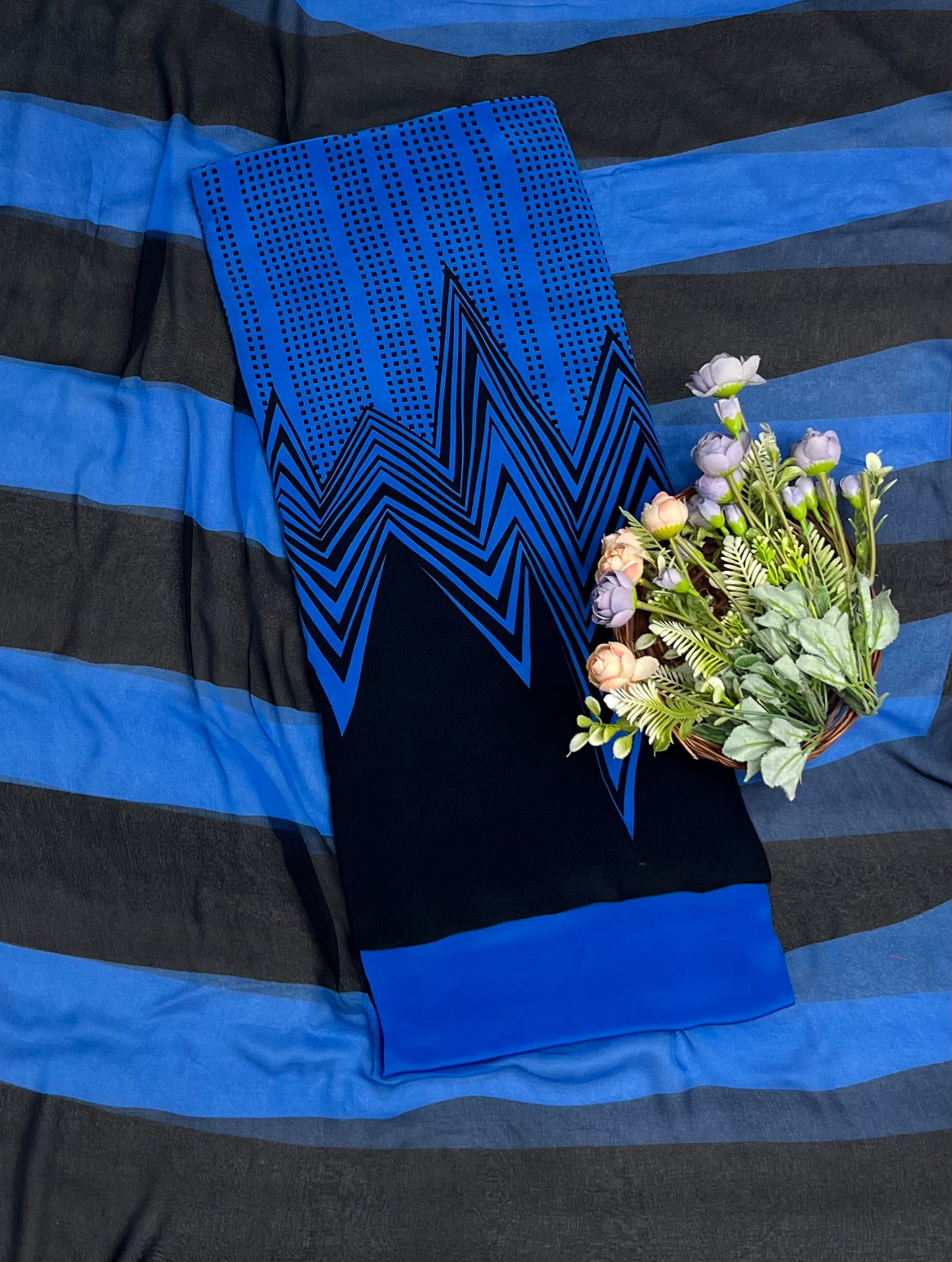 352A Cotton Navy Blue With Black Suit Fabric/ CKC Cotton Bazaar