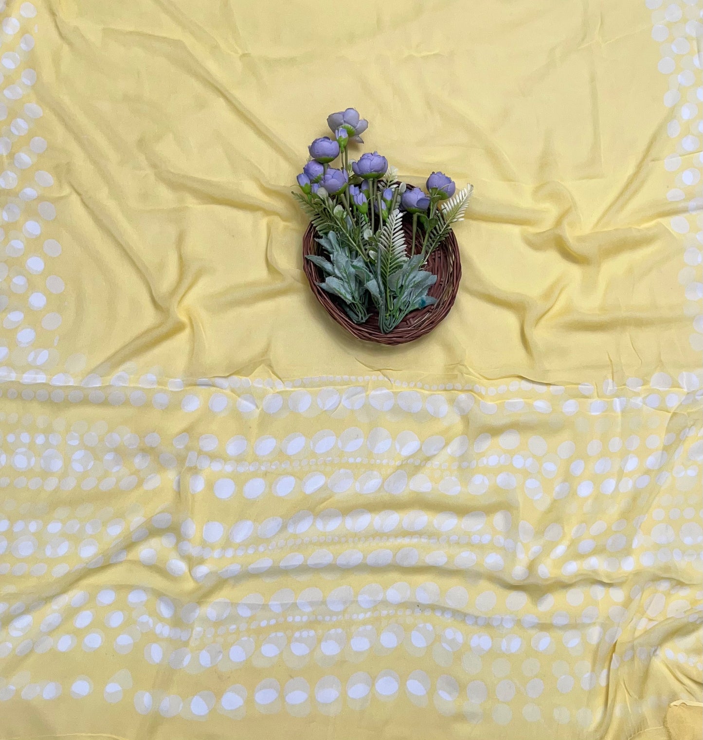 474A Crepe Polka Dot Light Yellow Suit Fabric / CKC Polka Story