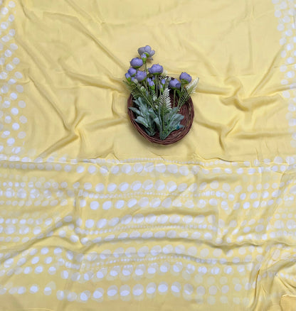 474A Crepe Polka Dot Light Yellow Suit Fabric / CKC Polka Story