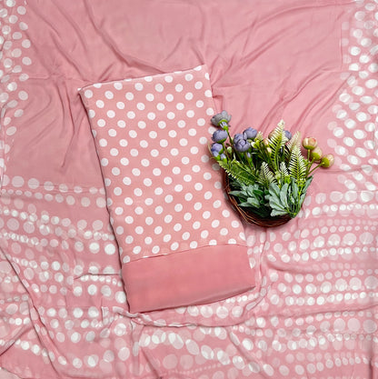 473A Crepe Polka Dot Light Peach Suit Fabric / CKC Polka Story