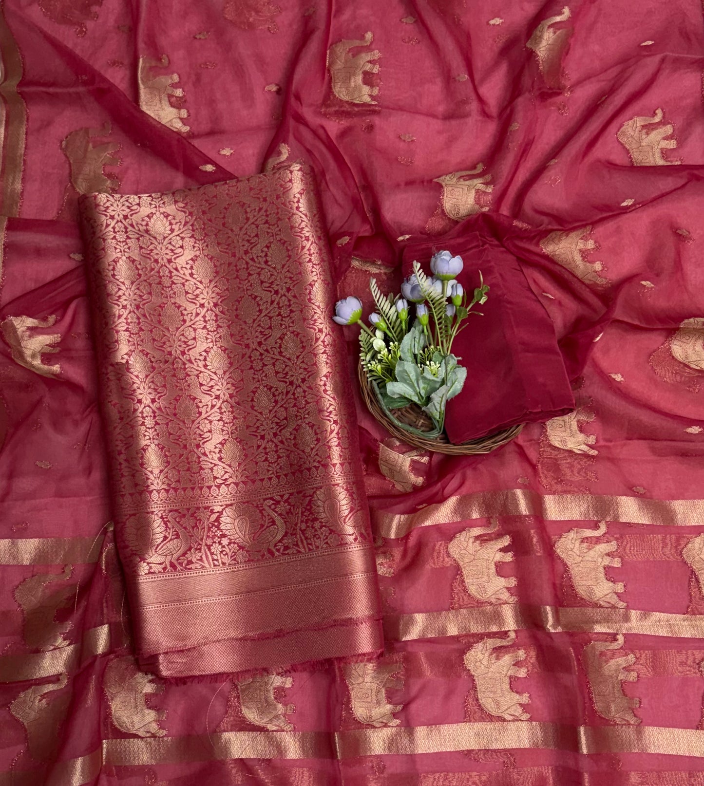 Brocade Blush Pink Suit Fabric / Banarasi Baithak