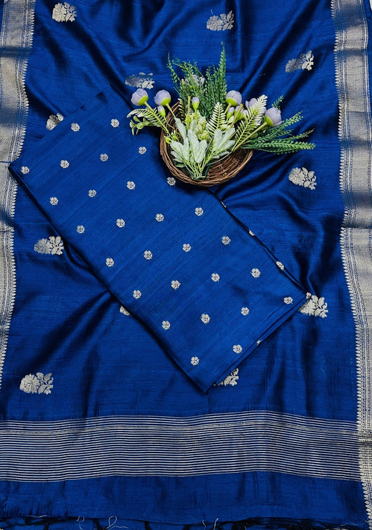442B Pure Khaddi Silk Royal Blue Suit Fabric / CKC Banarasi Edit