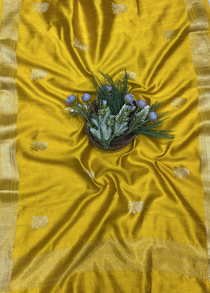 443B Pure Khaddi Silk Mustard Yellow Suit Fabric / CKC Banarasi Edit