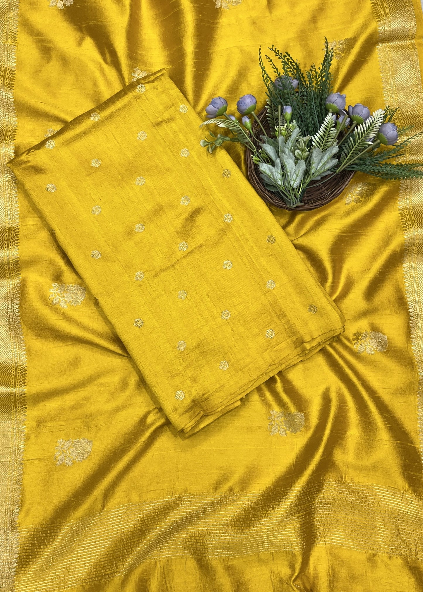 443B Pure Khaddi Silk Mustard Yellow Suit Fabric / CKC Banarasi Edit