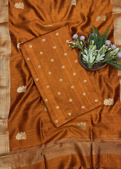 444B Pure Khaddi Silk Copper Brown Suit Fabric / CKC Banarasi Edit