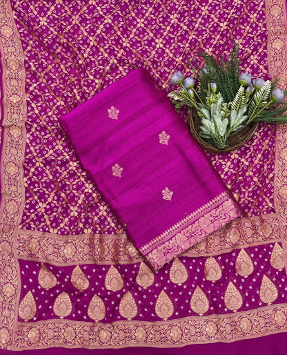 446B Pure Silk Magenta Suit Fabric/ CKC Banarasi Edit