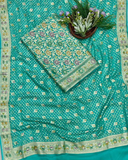 440B Pure Khaddi Silk Sea Green Suit Fabric / CKC Banarasi Edit