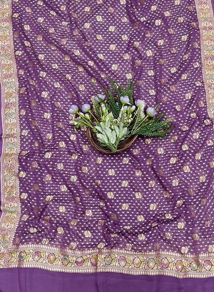 438B Pure Khaddi Silk Purple Suit Fabric / CKC Banarasi Edit