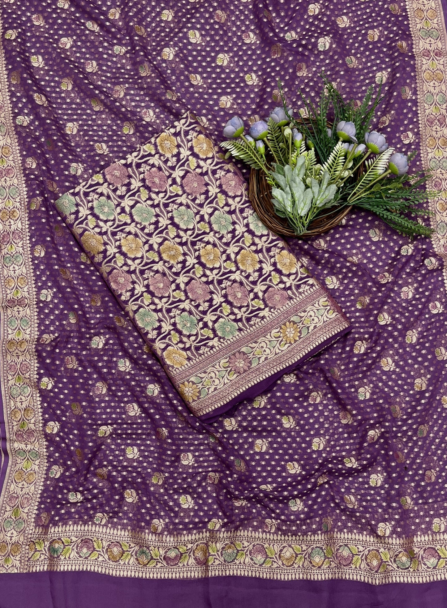 438B Pure Khaddi Silk Purple Suit Fabric / CKC Banarasi Edit