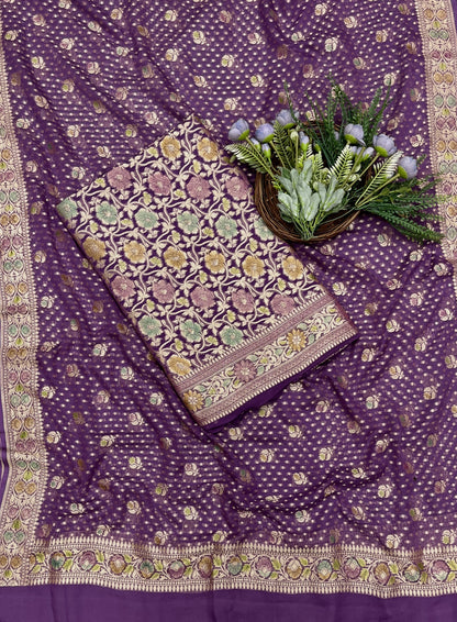 438B Pure Khaddi Silk Purple Suit Fabric / CKC Banarasi Edit