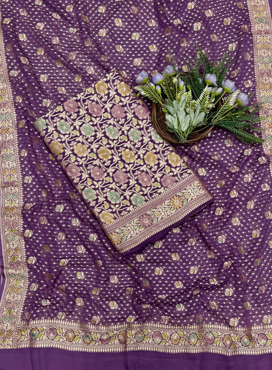 438B Pure Khaddi Silk Purple Suit Fabric / CKC Banarasi Edit